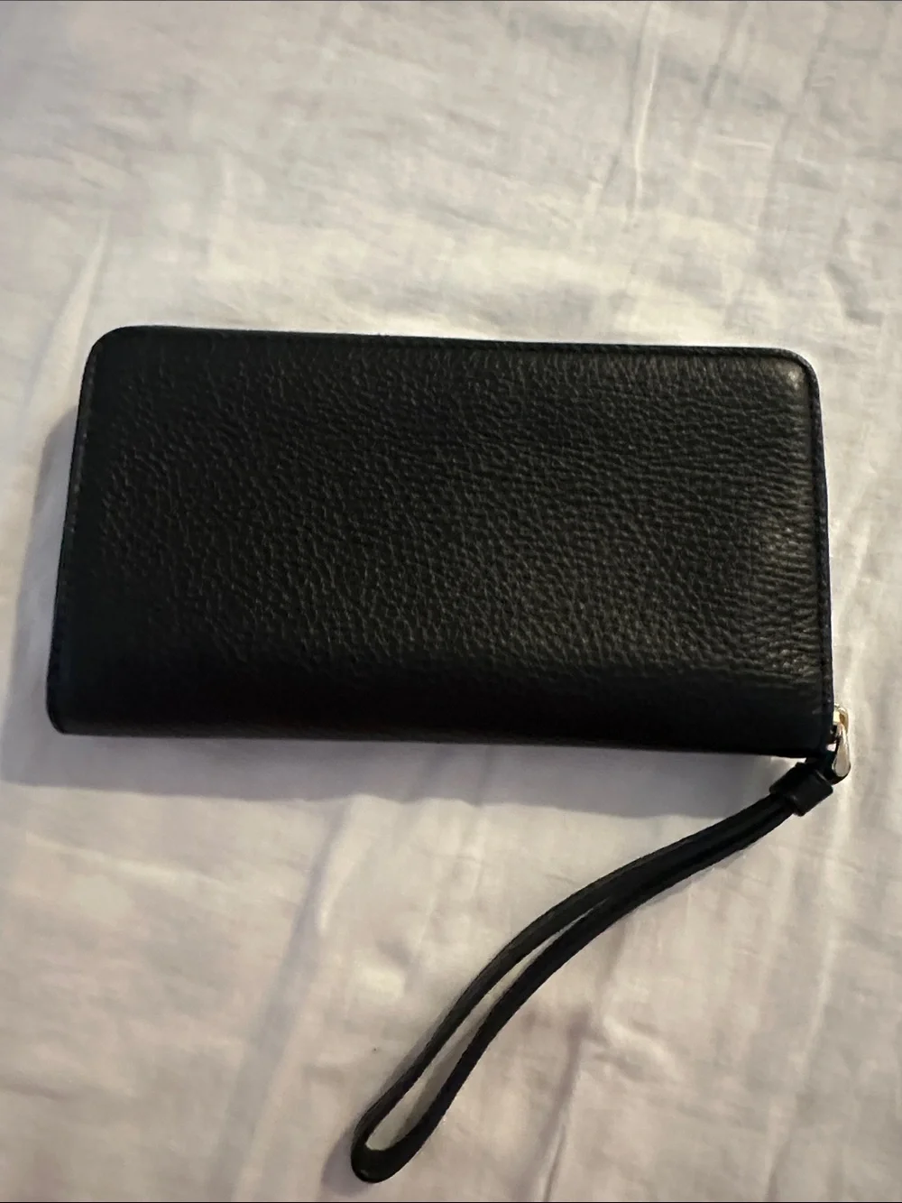 Coach Black Pebbled Leather Zip-Around Wristlet